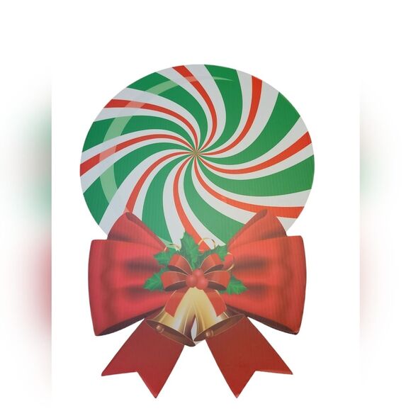 12 Pcs Christmas Peppermint Candy Corrugated Yard Signs with Stakes - Picture 2 of 8